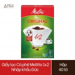 Giấy lọc Cà phê Melitta 1x2 Nhập khẩu Đức Hộp 40 tờ màu Trắng - Hàng chính hãng
