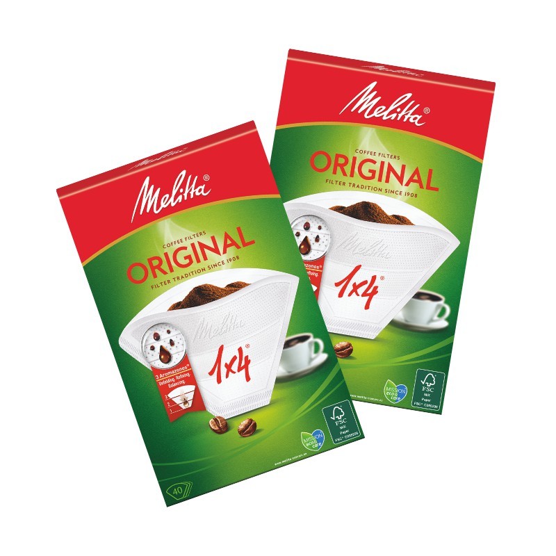 Giấy lọc Cà phê Melitta 1x4 Nhập khẩu Đức Hộp 40 tờ màu Trắng - Hàng chính hãng